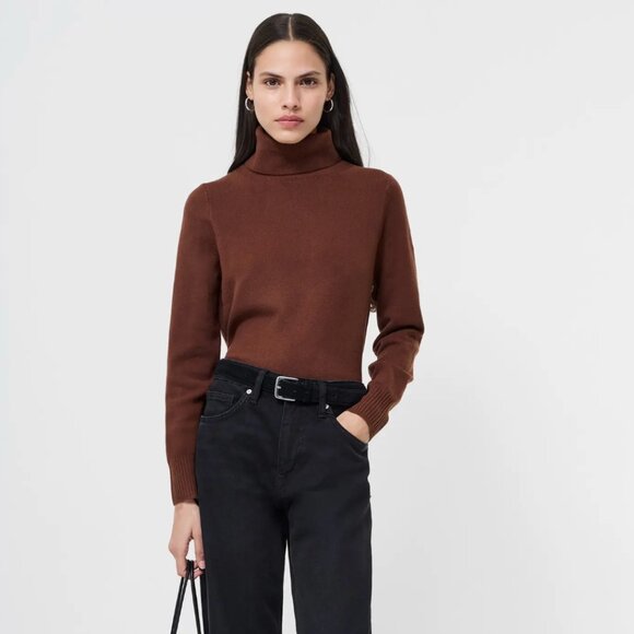 French Connection Babysoft Turtleneck Sweater, Chocolate Brown, Size XS - Picture 1 of 7